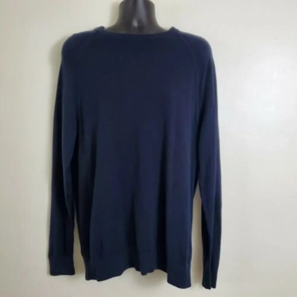Banana Republic Men's Sweater Large Navy Blue Slub Knit Preppy Academia Casual